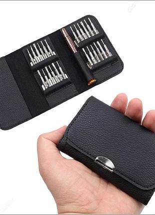 Набор отверток 25 в 1 с магнитными битами phillips torx с шестигранной точностью, кожаный мини-кейс