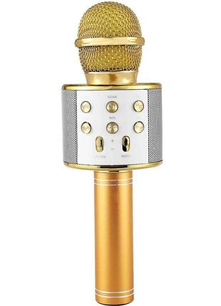 Дитячий bluetooth караоке мікрофон wster ws-858 та портативна mp3 колонка 2в1, ручний мікрофон gold