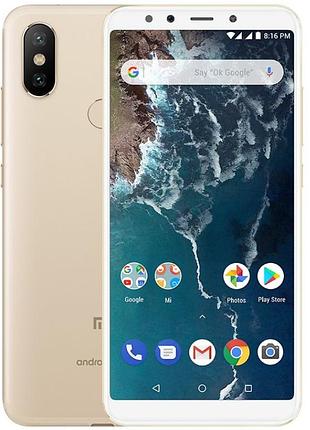 Смартфон xiaomi mi a2 lite 3/32 gb gold 2 sim lte 5.84" 2280x1080 12 мп + 5 мп  full hd 4000 mah