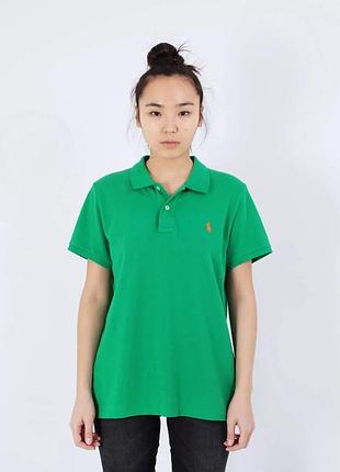 Футболка поло зелена вишите лого котон бавовна polo ralph lauren polo assn