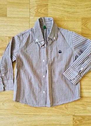 Сорочка для хлопчика 3 - 4 роки брендова нова бавовна сорочка у клітинку літня довгий рукав світла