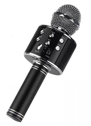 Дитячий bluetooth караоке мікрофон wster ws-858 та портативна mp3 колонка 2в1, ручний мікрофон black