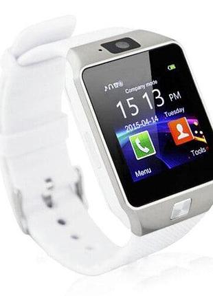 Смарт-часы dz09 white sim-карта, шагомер, камера 2 мп, мультимедиа, до 32 гб памяти, стальной корпус