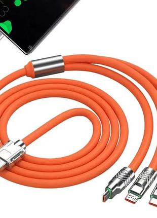 Кабель для швидкого заряджання 3 в 1, ios + type-c + micro, 1.2 м, для iphone, samsung, huawei, xiaomi,120 вт, 6 а