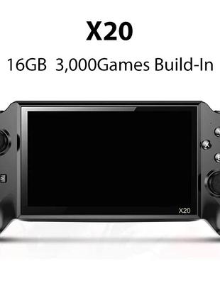 Портативная ретро игровая консоль powkiddy x20 black 7.0" 5400 мач 16гб 3000 игр