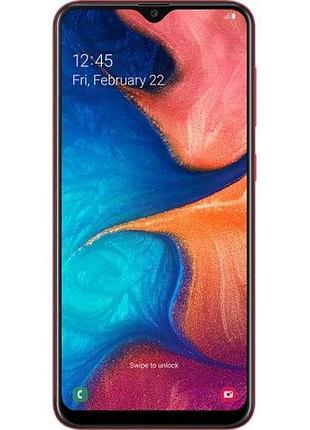 Смартфон samsung galaxy a20 (a205f) 3/32gb red, 2 sim 6.2" 13 мп + 5 мп nfc 4000 mah 2