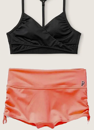 Victorias secret спортивный купальник раздельный gym to swim pink