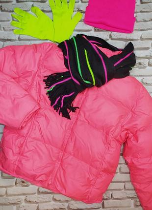Пуховик ярко розовый куртка зимняя для девочки gap