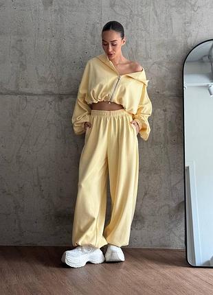 🌈5! шикарный женский спортивный костюм желтый банановый женский лимонный брюки худи худи