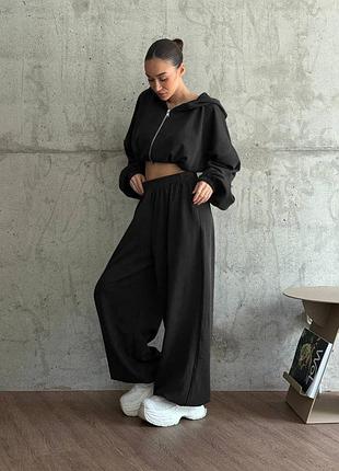 🌈5! шикарний зручний костюм жіночий спортивний оверсайз чорний худи худі штани