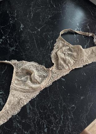 75с бюстгальтер бра бралетт кружевной бежевый без косточек швейцария