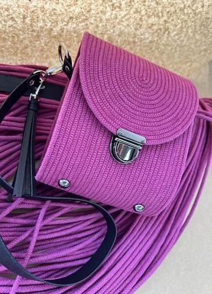 Міні сумочка на плече зі шкіряною ручкою