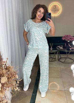 Брючний костюм жіночий повсякденний базовий чорний бежевий коричневий зелений на літо літній батал