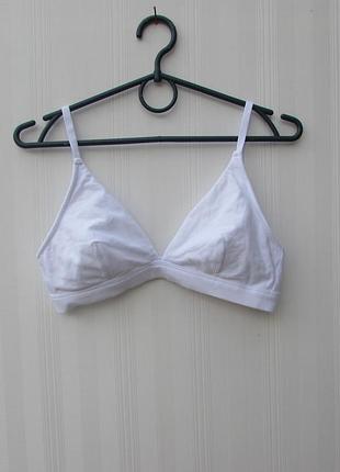 Белый хлопковый бюстгальтер  без косточек 75b 75с
