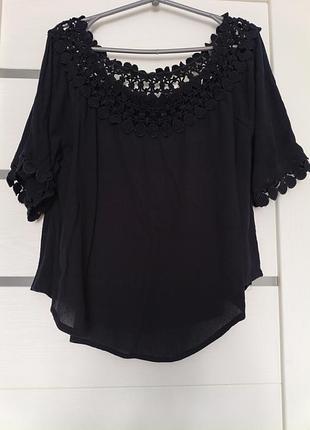 Вільна чорна блузка бавовна