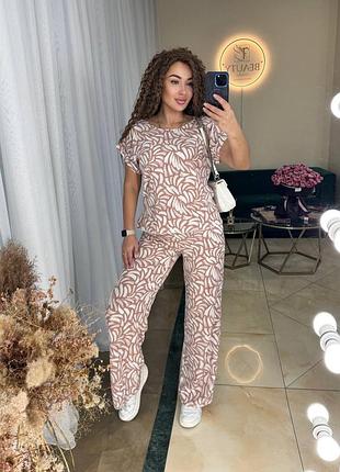 Брючний костюм жіночий повсякденний базовий чорний бежевий коричневий зелений на літо літній батал