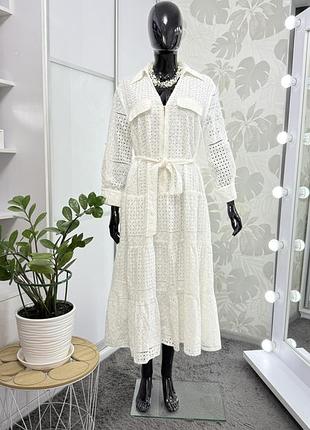 Розкішна натуральна біла сукня з прошви від зараа, р. л.