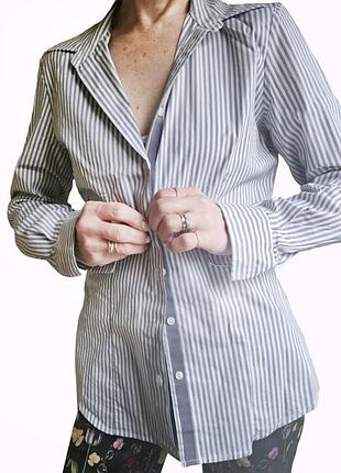 Новая рубашка в полоску женская имталия размер s хлопок серая рубашка брендовая