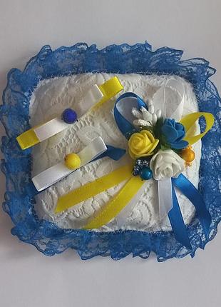 Свадебная подушка для колец "патриотическая" квадратная