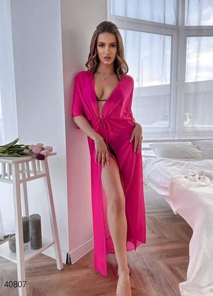 Пляжная шифоновая накидка парео с поясом