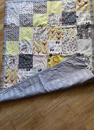 Дитяче клаптикове покривало 90х120 см, клаптикова ковдра, лоскутне покривало печворк