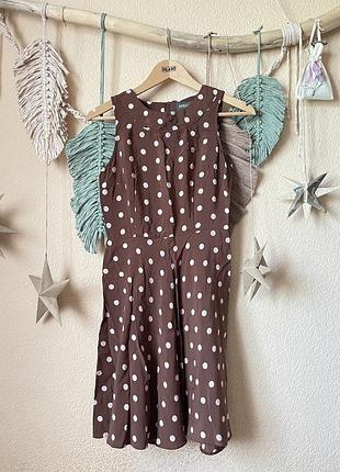 Коричнева шоколадна сукня сарафан у горох у горошок polka dot