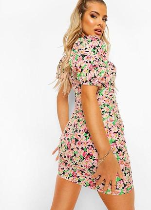 Цветочное платье с квадратным вырезом boohoo xl