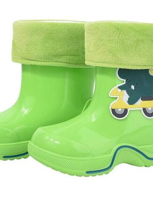 Сапожки 24 р.24-25,25-26,27-28,28-29,30-31, резина + флисовый носочек, салатовый