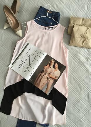 Роскошная блуза в пудровом цвете интересного кроя в размере 12