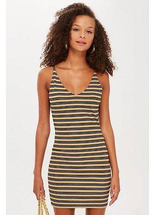 Короткий сарафан в рубчик в полоску с люрексом topshop #3865