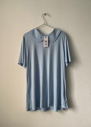 Новый небесно-голубой топ с воротником питер пэн lipsy голубой топ футболка с большим воротником