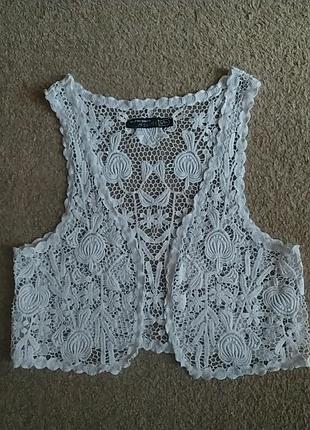 Жилет/болеро белый ажурный короткий blind date casual s/m