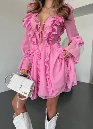 Сукня в стилі бохо, з рюшами, коротка🩵💓