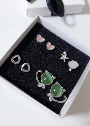 Набір з 4-х пар сережок mk1303 медичне срібло