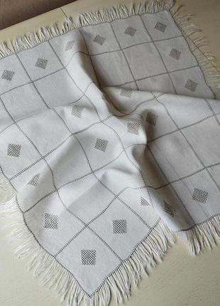 Натуральный лён 🤩👌🤍отличная скатерть, 72х72+6+6, с пацорками и бежевыми сетками😍👍🤍🤎