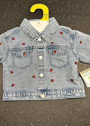 Джинсовий комплект з полуничками | primark baby | 9-12 міс (80 см)