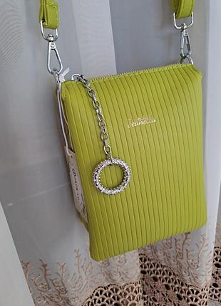 Сумка клатч женская _ салатовая маленькая сумочка