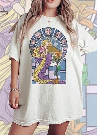 Оригінальна трикотажна бавовняна футболка сукня з малюнком у стилі фентезі великий розмір