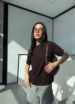 Базовая хлопковая футболка на каждый день, футболка кулир 100% хлопок, женская футболка, 098