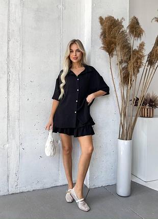 Костюм рубашка короткий рукав + спідничка з воланами