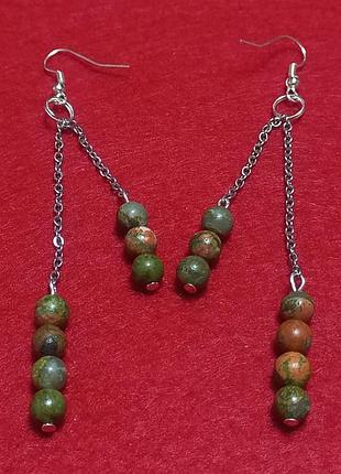 Серьги яшма.