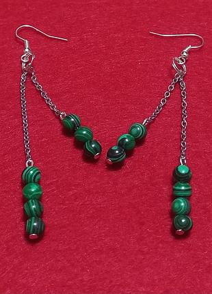 Сережки малахит. 2