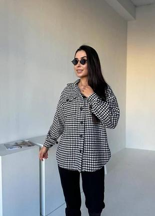Стильна куртка-сорочка з принтом в гусячу лапку 💣