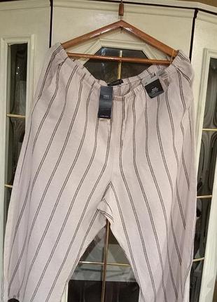 Нові стильні широкі брюки marks & spencer в смужку. льон.