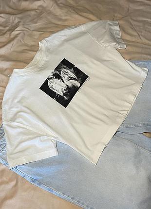 Укорочена оверсайз футболка🤍