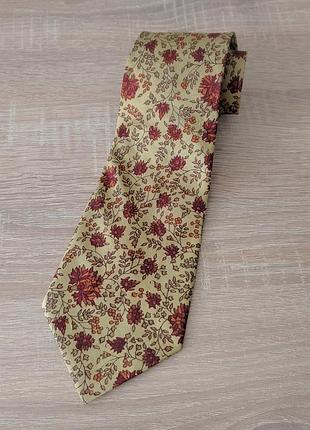 Галстук з квітами жовтий червоний  краватка