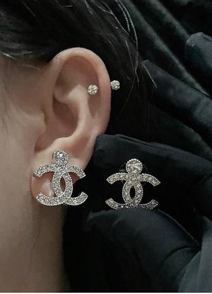 Сережки шанел преміум люкс