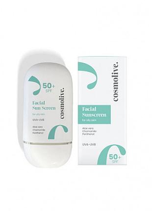 Солнцезащитный крем для жирной кожи лица с spf 50+ cosmolive, 50