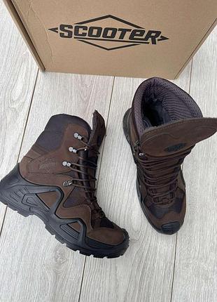 Черевики нубукові демісезонні scooter brown / тактичні берці, розміри 41-46