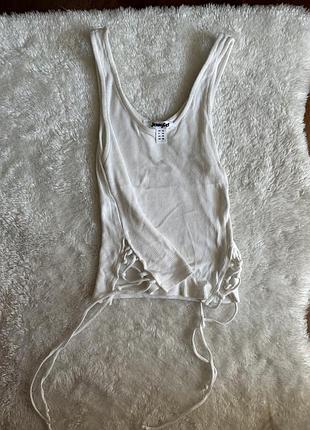 Кроп - топ в рубчик білого кольору, xs, jennyfer